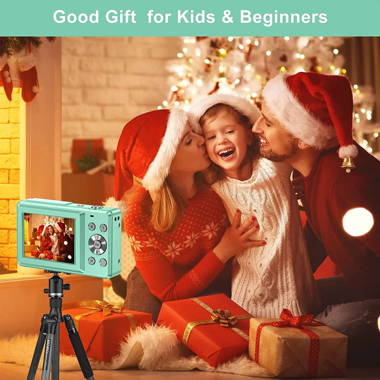 1080P Digital Camera 16X Digital Zoom Compact Point and Shoot Camera Portable Small Camera Starter Camera with 32GB Card for Teens Students Boys Girls Seniors(Green)